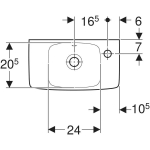 Umywalka kompaktowa Geberit Selnova Compact, krótka, z powierzchnią odkładczą, 45cm, otwór z PRAWEJ STRONY