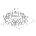Rozdzielacz 12- króćcowy, przyłącza DN75 potrójne, 12x75/160mm VENTS