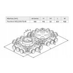 Rozdzielacz podwójny 18- króćcowy, przyłącza DN75 potrójne, 18x75/200 mm VENTS