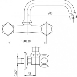 Bateria umywalkowa ścienna CHROM CLASS VALVEX