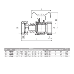 Zawór kulowy z półśrubunkiem SPIN 3/4'' x 1'' ( DN20 x DN25 ) MOTYLEK VALVEX