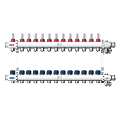 Rozdzielacz do ogrzewania podłogowego ze stali nierdzewnej 13-obwodów OP-13 INOX 1" ( DN25 ) DURO ARKA