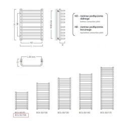 Grzejnik InstalProjekt Bolero 500/700 podłaczenie boczne 500 mm, kolor BIAŁY, 334W