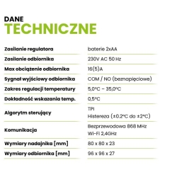 Internetowy, bezprzewodowy regulator temperatury, Wi-Fi, E20i-W, BIAŁY ENGO