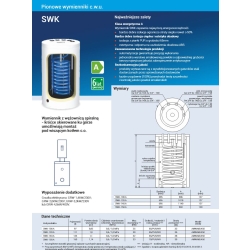 Wymiennik c.w.u. stojący z wężownicą, króćce w górę SWK-150 150L KOSPEL