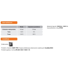 Trójnik miedziany redukcyjny zaprasowywany do wody GW 35x1/2x35 ( szczęka M ) ARKA