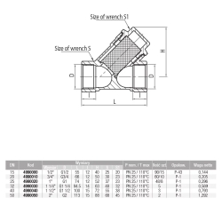 Filtr skośny do wody mosiężny z wkładem magnetycznym 1/2