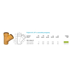 Trójnik kanalizacyjny PVC 160x160x110/45 kl.N WAVIN