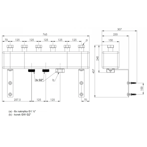 Rozdzielacz KSV 125-3, 160 kW, dla 3 obiegów pompowych AFRISO
