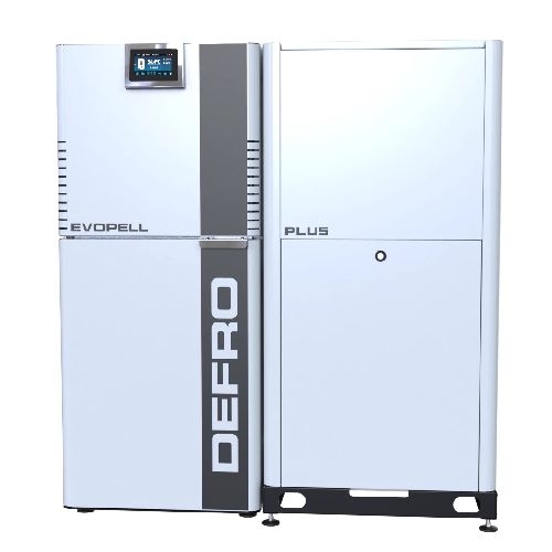 Kocioł, piec z podajnikiem pelletowy, pellet, pelet EVOPELL PLUS 12 kW podajnik z PRAWEJ strony DEFRO