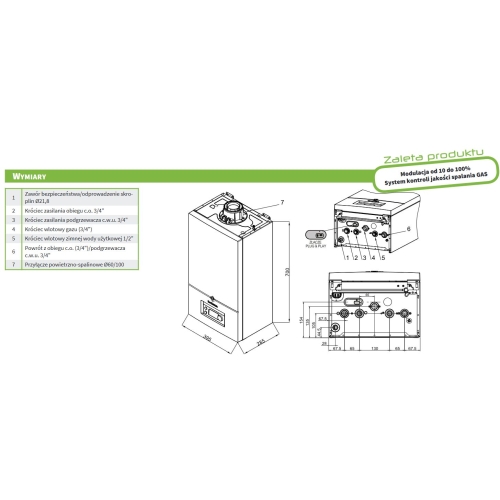 Kocioł gazowy kondensacyjny 1 funkcyjny 24 kW ( 7857045 ) + separator 3/4 XS90 DE ( FL1-03-04748-EU ) DE DIETRICH