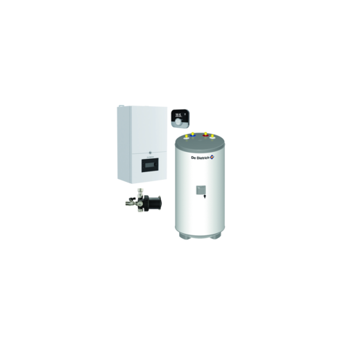 Kocioł gazowy kondensacyjny jednofunkcyjny MCR4 24 kW ( 7857045 ) + podgrzewacz wody AQUAvie 125L ze stali nierdzewnej stojący ( 7797175 ) + termostat